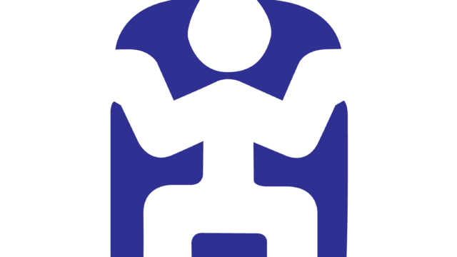 Blue NOMADS logo with abstract mask emblem
