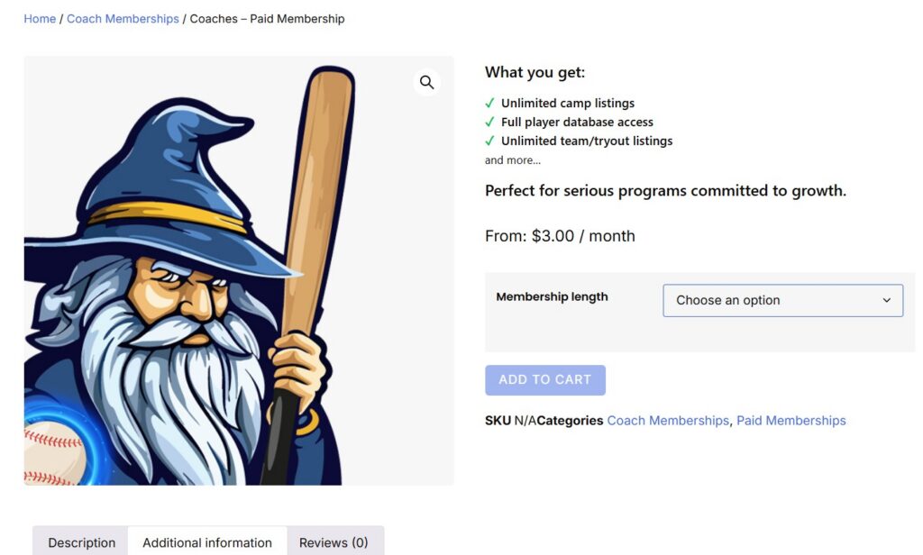 Baseball wizard mascot holding wooden bat